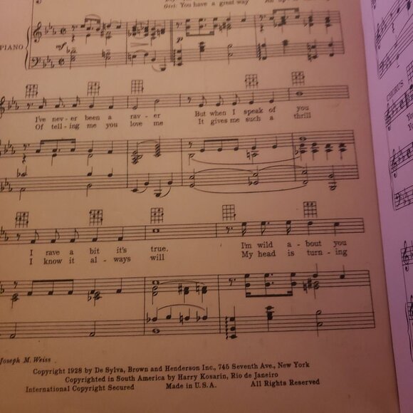 Vintage 1928 "You're The Cream In My Coffee" Sheet Music By B.G. De Sylva - Picture 3 of 3